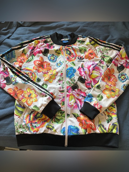 adidas Jackets & Blazers - adidas Floralita Zip-Front Track Jacket with Black Trim